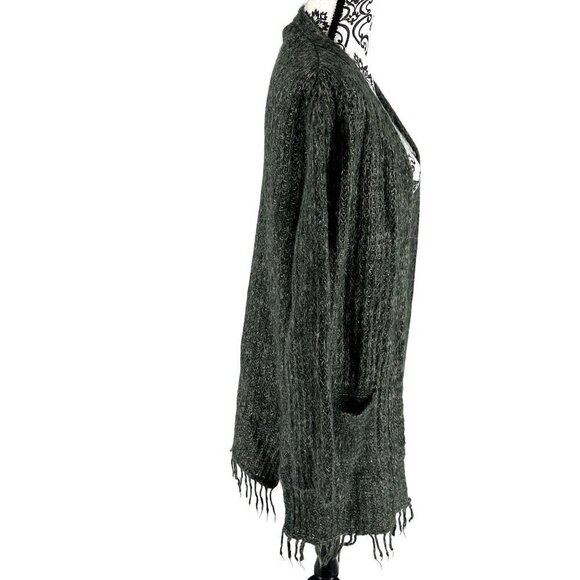 Cocogio Wool Blend Mohair Made in Italy Fringe Green Cardigan NO SIZE TAG - Picture 4 of 11